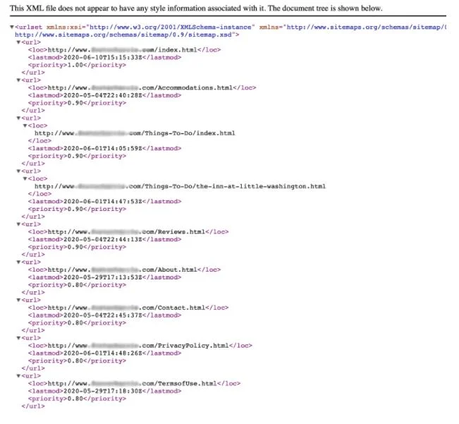 image of a sitemap.xml text file