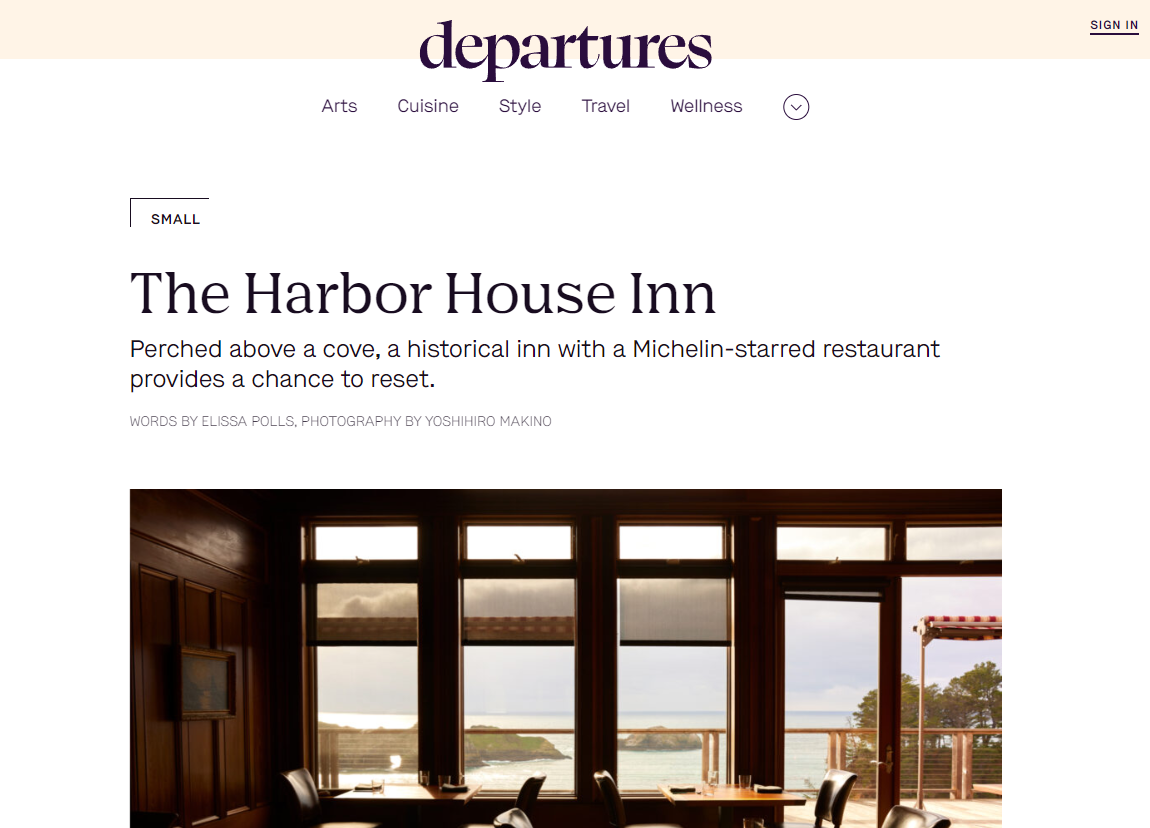 screenshot of Harbor House Departures article
