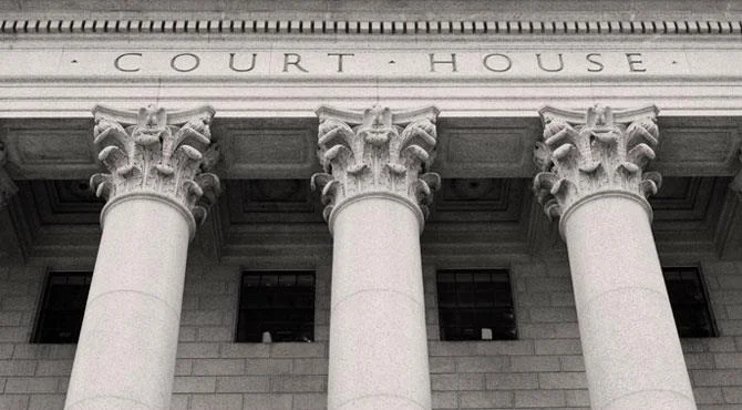 court house entrance grey marble columns
