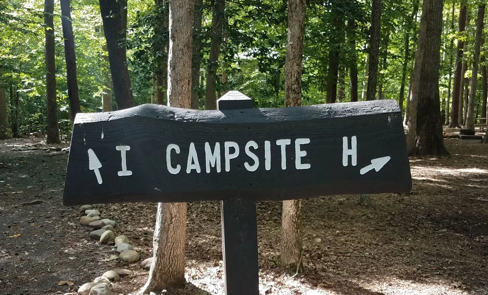 campsite sign - two sites I & H