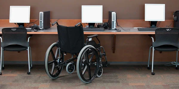 wheelchair at a table