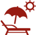 Sun Chair, Umbrella, and Sun Icon