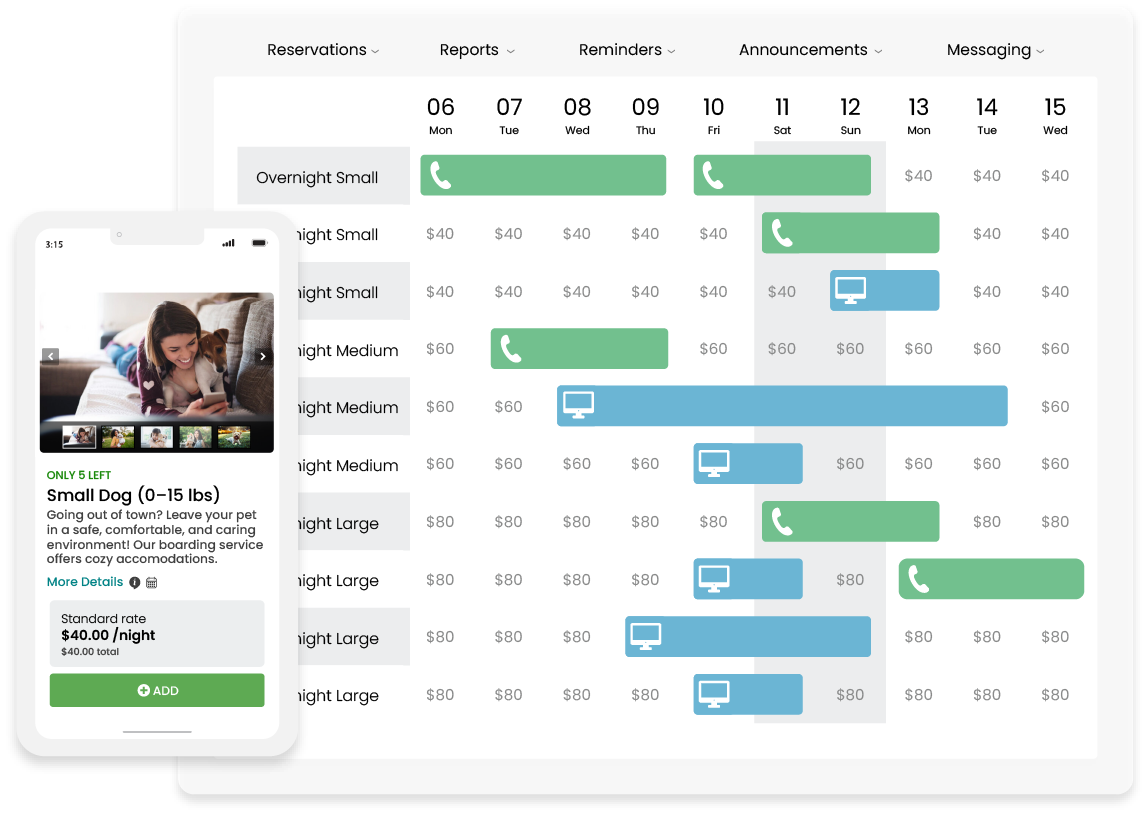 Image of the ResNexus Kennel Management software and customer booking engine