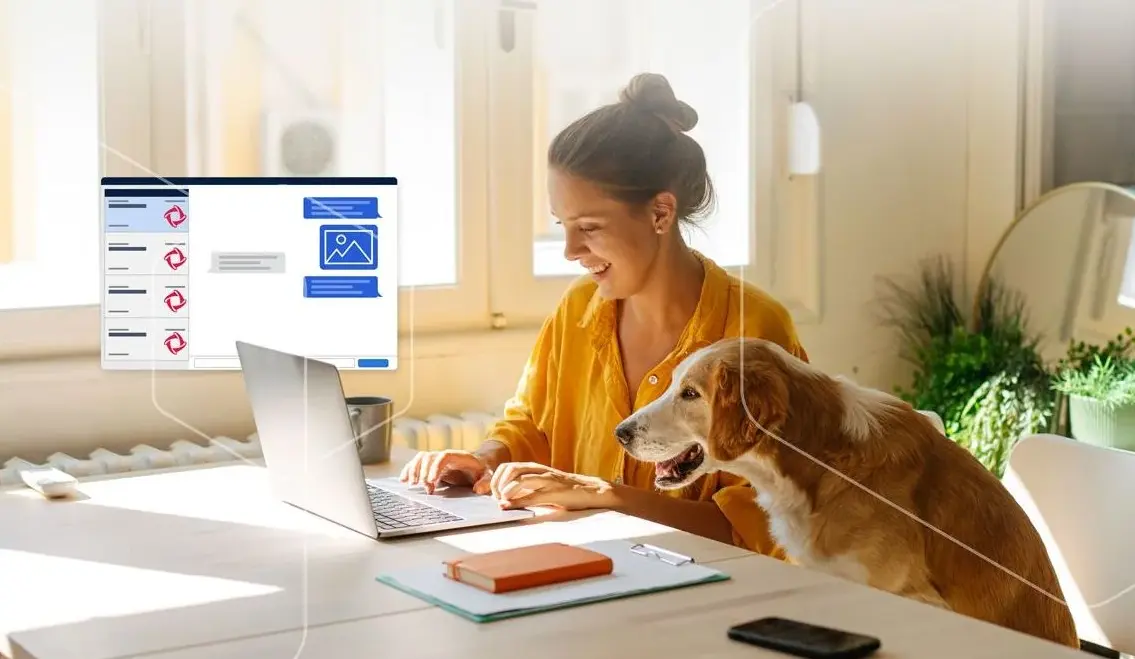 Woman managing all her messages on one platform
