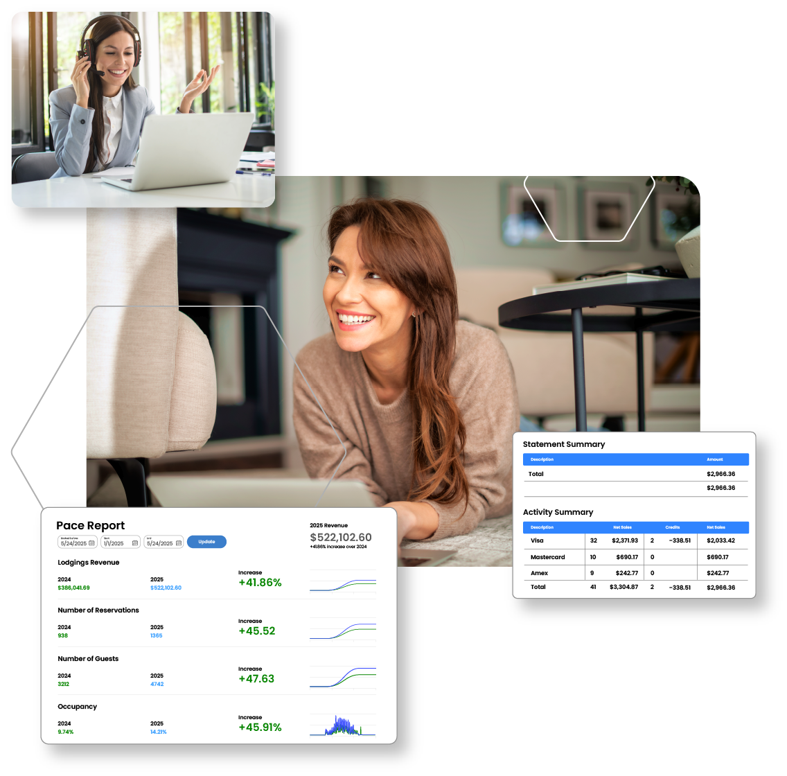 Woman sending messages on her laptop