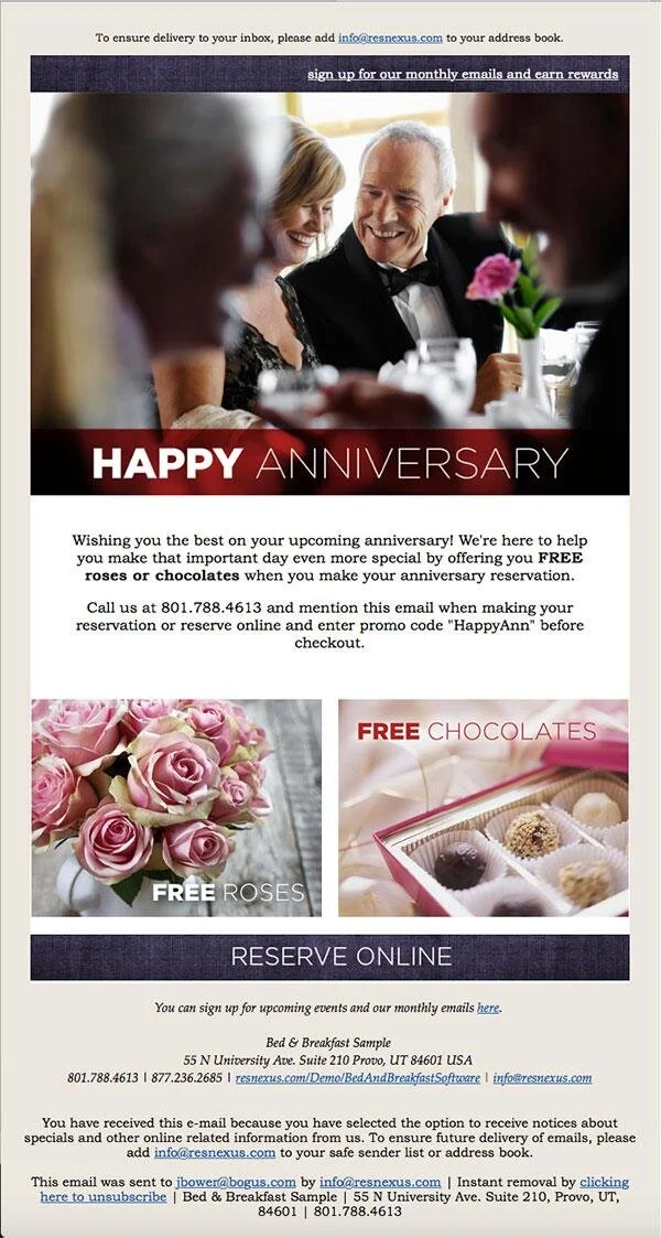 Happy Anniversary Email Marketing Special