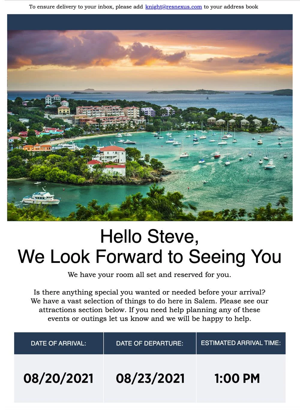 sample picture of welcome email