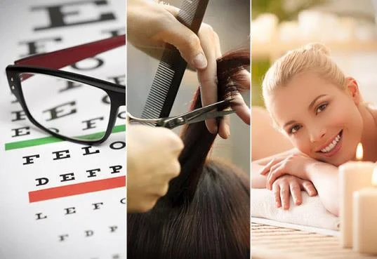 eye exam haircut lady at the spa with a candle