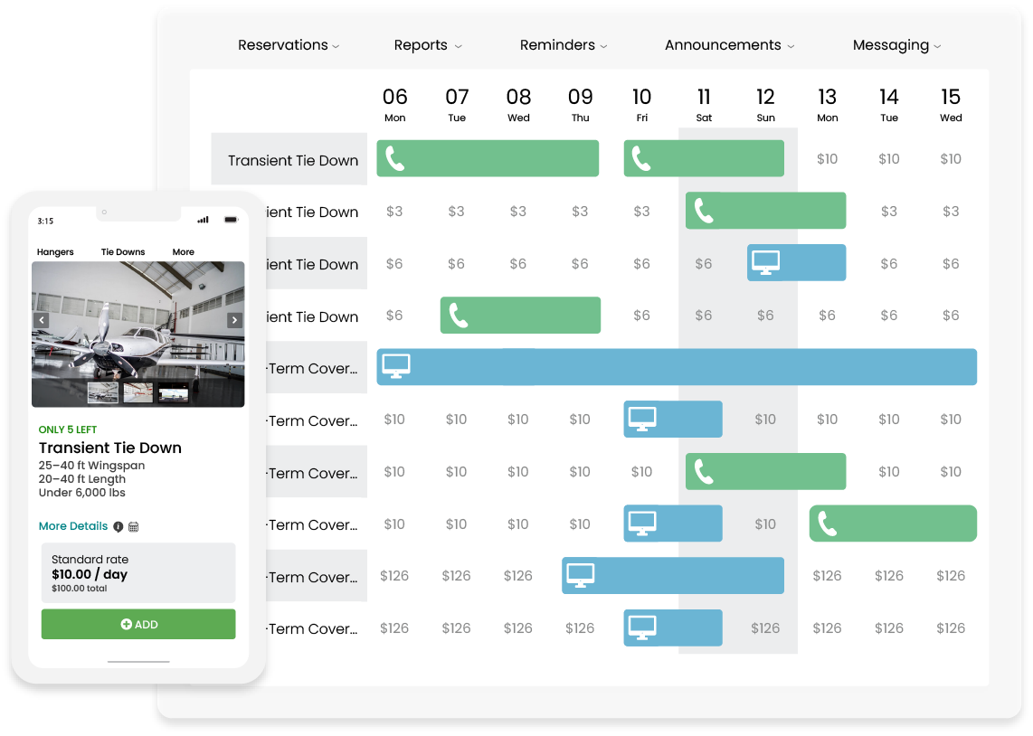 Airport booking engine and calendar