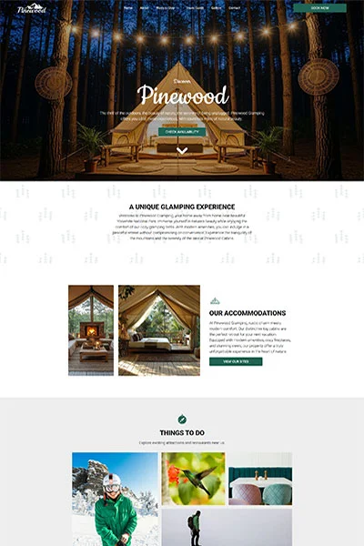 a template website for a glamping property