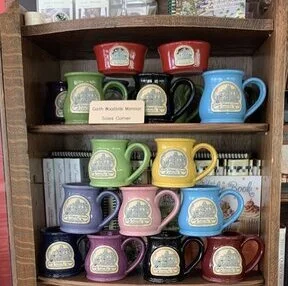 shelving unit with mugs